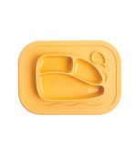 Firgi - ถาดใส่อาหารเด็ก Whale Silicone Placemat Plate, Pastel Yellow