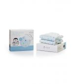 Iflin baby, ผ้าพาดบ่า แบบไม่หล่นพื้น & ผ้ากันเปื้อนใยไผ่ สีฟ้า