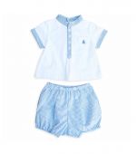 baby gigi - set เสื้อกางเกงสก๊อต,สีฟ้า,0-3 เดือน