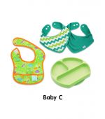 Bumkins - Set Baby C (ผ้ากันเปื้อนแบบกันน้ำ + จานซิลิโคน + ผ้ากันเปื้อนแบบกันน้ำสำหรับน้อง 3-9 เดือน)