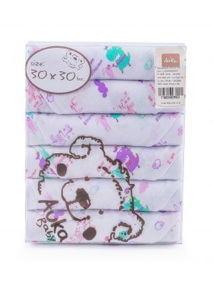 AUKA ผ้าอ้อม พื้นขาวพิมพ์ลาย ขนาด 30'x30'