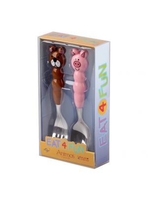 Eat4Fun - ช้อนส้อมเด็กรุ่น Animos ลายหมีกับหมู Bear&Piggy