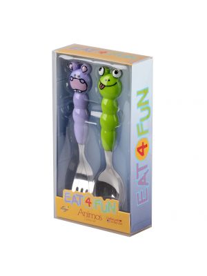 Eat4Fun - ช้อนส้อมเด็กรุ่น Animos ลายฮิปโปกับกบ Hippo&Frog