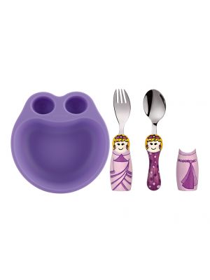 Eat4Fun - เซตชามและช้อนส้อมเด็กรุ่น DUOs ลายเจ้าหญิง Purple Princess