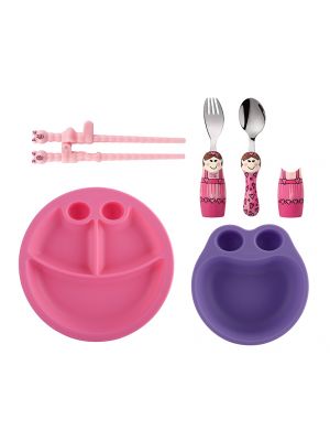 Eat4Fun - เซตสุดคุ้ม ชุดจานชามช้อนส้อมเด็กรุ่น DUOs และตะเกียบ ลายนักบัลเล่ห์ Ballerina
