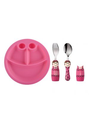 Eat4Fun - เซตจานและช้อนส้อมเด็กรุ่น DUOs ลายนักบัลเลต์ Ballerina