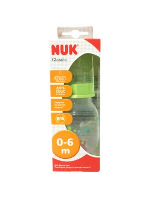 NUK ขวดนม CLASSIC 110 มล.0-6 m. แพ็คเดี่ยว (สีเขียว)