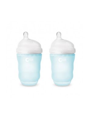 Olababy - แพ็คคู่ขวดนมซิลิโคน GentleBottle ขนาด 8 ออนซ์ สีฟ้า