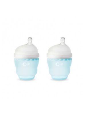 Olababy - แพ็คคู่ขวดนมซิลิโคน GentleBottle ขนาด 4 ออนซ์ สีฟ้า