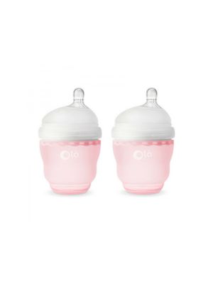 Olababy - แพ็คคู่ขวดนมซิลิโคน GentleBottle ขนาด 4 ออนซ์ สีชมพู