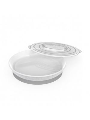 Twistshake Plate จานพร้อมฝาปิด 6+m White