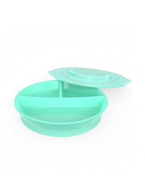 Twistshake Divided Plate จานหลุมพร้อมฝาปิด 6+m Green