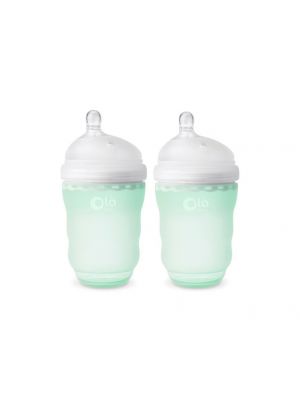 Olababy - แพ็คคู่ขวดนมซิลิโคน GentleBottle ขนาด 8 ออนซ์ สีเขียวมิ้นท์