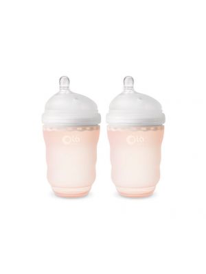 Olababy - แพ็คคู่ขวดนมซิลิโคน GentleBottle ขนาด 8 ออนซ์ สีส้มโอโรส