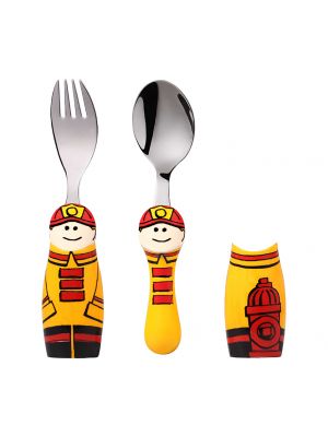 Eat4Fun - ช้อนส้อมเด็กรุ่น DUOs ลายนักดับเพลิง Fireman