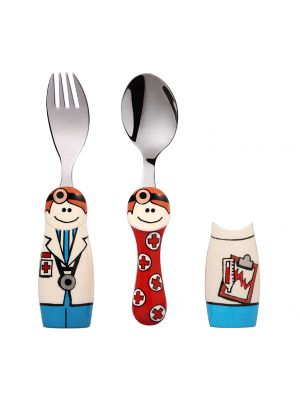 Eat4Fun - ช้อนส้อมเด็กรุ่น DUOs ลายคุณหมอผู้ชาย Boy Doctor