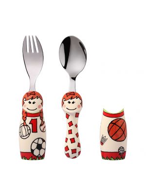 Eat4Fun - ช้อนส้อมเด็กรุ่น DUOs ลายนักกีฬาผู้หญิง Sport Girl