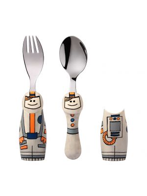 Eat4Fun - ช้อนส้อมเด็กรุ่น DUOs ลายนักบินอวกาศ Astronault