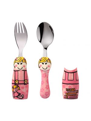 Eat4Fun - ช้อนส้อมเด็กรุ่น DUOs ลายเด็กผู้หญิง Pink Girl
