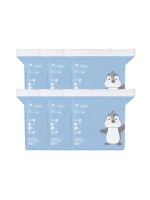 Little Penguin - สำลีแผ่นขนาดใหญ่พิเศษ ขนาด 7.3x7.3 ซม. แพ็ค 6 ถุง (100 แผ่น/ถุง)