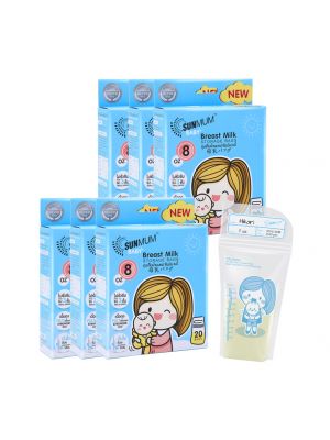 SUNMUM, ถุงเก็บน้ำนมแม่ซันมัม บลู ,8 ออนซ์ ,6 กล่อง (120 ใบ)