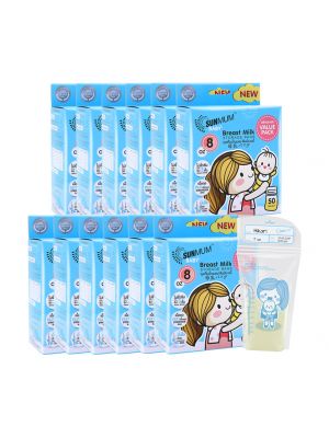 SUNMUM, ถุงเก็บน้ำนมแม่ซันมัม บลู แพ็คประหยัด ,8 ออนซ์ ,12 กล่อง (600 ใบ)