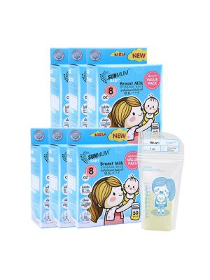 SUNMUM, ถุงเก็บน้ำนมแม่ซันมัม บลู แพ็คประหยัด ,8 ออนซ์ ,6 กล่อง (300 ใบ)