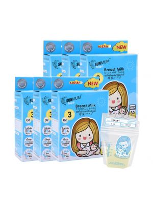 SUNMUM, ถุงเก็บน้ำนมแม่ซันมัม บลู ,3 ออนซ์ ,6 กล่อง (180 ใบ)
