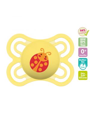 MAM จุกนมหลอก เพอร์เฟค 0-6 เดือน ชิ้นเดียว รุ่น 0-6 months สี yellow