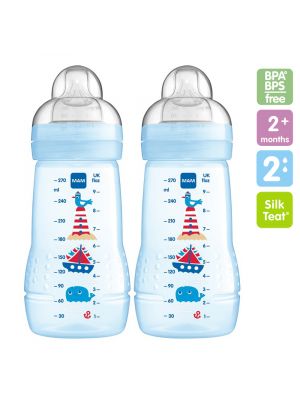 MAM ขวดนม 9.5 oz (จุกไซส์ 2) แพ็คคู่ รุ่น 270ml สี lightblue