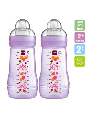 MAM ขวดนม 9.5 oz (จุกไซส์ 2) แพ็คคู่ รุ่น 270ml  สี purple
