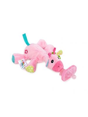 Bright Starts, ตุ๊กตาผ้านุ่มนิ่ม-จุกหลอก ,รูปวัวสีชมพู