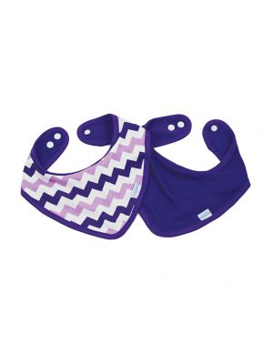 Bumkins - ผ้ากันเปื้อนแบบกันน้ำ รุ่น Bandana Bib สี Purple + สี Purple Chevron (2 ชิ้น)