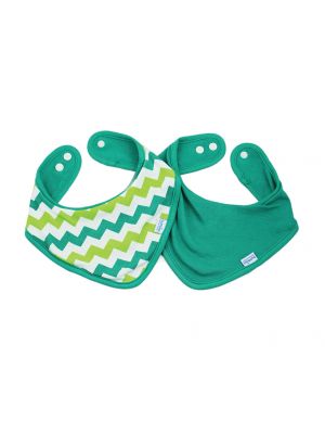 Bumkins - ผ้ากันเปื้อนแบบกันน้ำ รุ่น Bandana Bib สี Green + สี Green Chevron (2 ชิ้น)