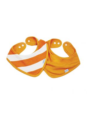 Bumkins - ผ้ากันเปื้อนแบบกันน้ำ รุ่น Bandana Bib สี Orange + สี Orange Stripe (2 ชิ้น)