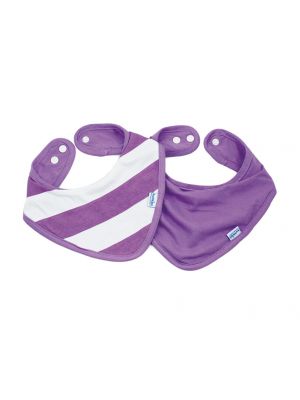 Bumkins - ผ้ากันเปื้อนแบบกันน้ำ รุ่น Bandana Bib สี Purple + สี Purple Stripe (2 ชิ้น)