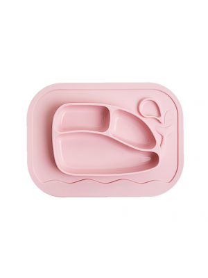 Firgi - ถาดใส่อาหารเด็ก Whale Silicone Placemat Plate, Pastel Pink