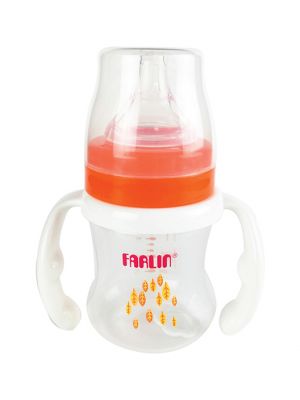 Farlin , ขวดนมมีมือจับ Silky PP Feeding Bottle 0M+, สีส้ม,ขนาด 140ml,รุ่น FL-TOPA42009
