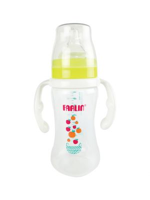 Farlin , ขวดนมมีมือจับ Silky PP Feeding Bottle 3M+, สีเขียว,ขนาด 270ml,รุ่น FL-TOPA42010