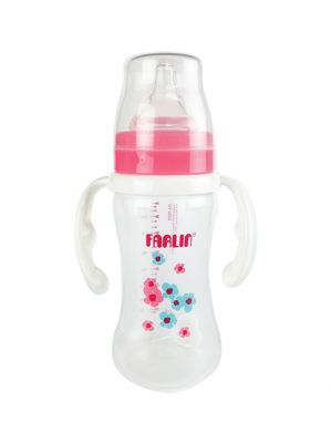 Farlin , ขวดนมมีมือจับ Silky PP Feeding Bottle 3M+, สีชมพู,ขนาด 270ml,รุ่น FL-TOPA42010