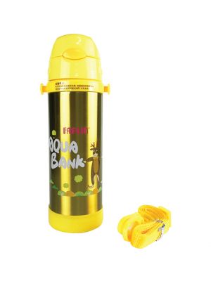 Farlin, กระติกน้ำสูญญากาศสแตนเลสมีหูจับพร้อมหลอดดูด(ร้อน-เย็น) สีเหลือง 450ml , รุ่น FL-USEAG345