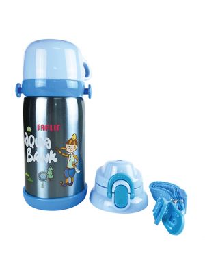 Farlin, กระติกน้ำสูญญากาศสแตนเลสมีหูจับพร้อมหลอดดูด(ร้อน-เย็น) สีฟ้า 600ml , รุ่น FL-USEAG360