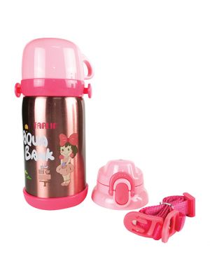 Farlin, กระติกน้ำสูญญากาศสแตนเลสมีหูจับพร้อมหลอดดูด(ร้อน-เย็น) สีชมพู 600ml , รุ่น FL-USEAG360