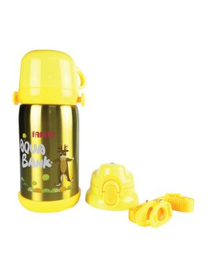 Farlin, กระติกน้ำสูญญากาศสแตนเลสมีหูจับพร้อมหลอดดูด(ร้อน-เย็น) สีเหลือง 600ml , รุ่น FL-USEAG360