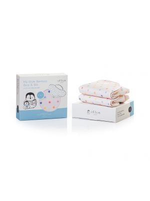 Iflin baby, ผ้าพาดบ่า แบบไม่หล่นพื้น & ผ้ากันเปื้อนใยไผ่ สีชมพู