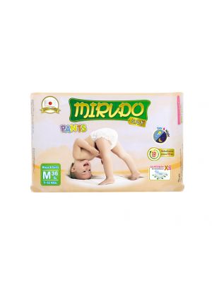 Mirudo - ผ้าอ้อมเด็กสำเร็จรูป ไซต์ M แบบกางเกง ขนาด 7-12 kgs. 36 ชิ้น