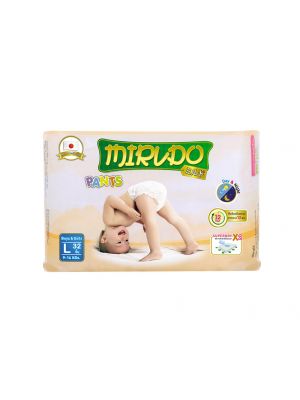 Mirudo - ผ้าอ้อมเด็กสำเร็จรูป ไซต์ L แบบกางเกง ขนาด 9-14 kgs. 32 ชิ้น