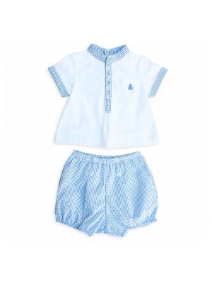 baby gigi - set เสื้อกางเกงสก๊อต,สีฟ้า,12-18 เดือน