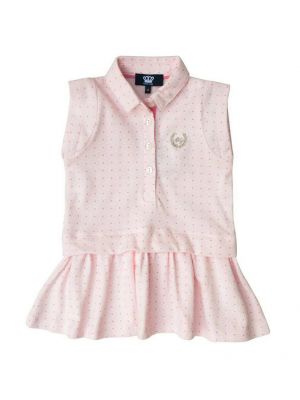 baby gigi ชุดกระโปรงปีเก้แขนล้ำ สีชมพู ลายจุด 6-9 เดือน