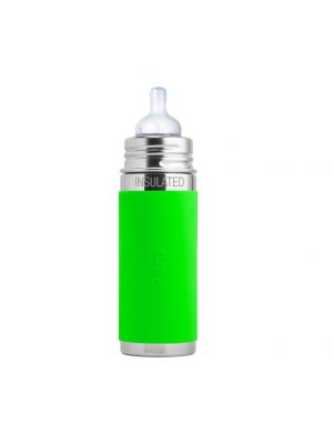 Pura, ขวดนมเก็บความร้อนหรือเย็น Stainless Steel,9oz/260ml,Green Sleeve